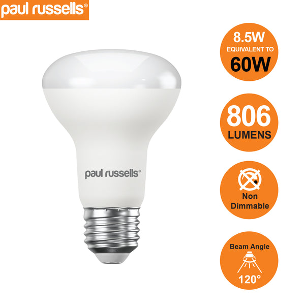 LED Reflector Light Bulbs R63 8.5W=60W Day Light ES E27 Edison Screw – paul  russells
