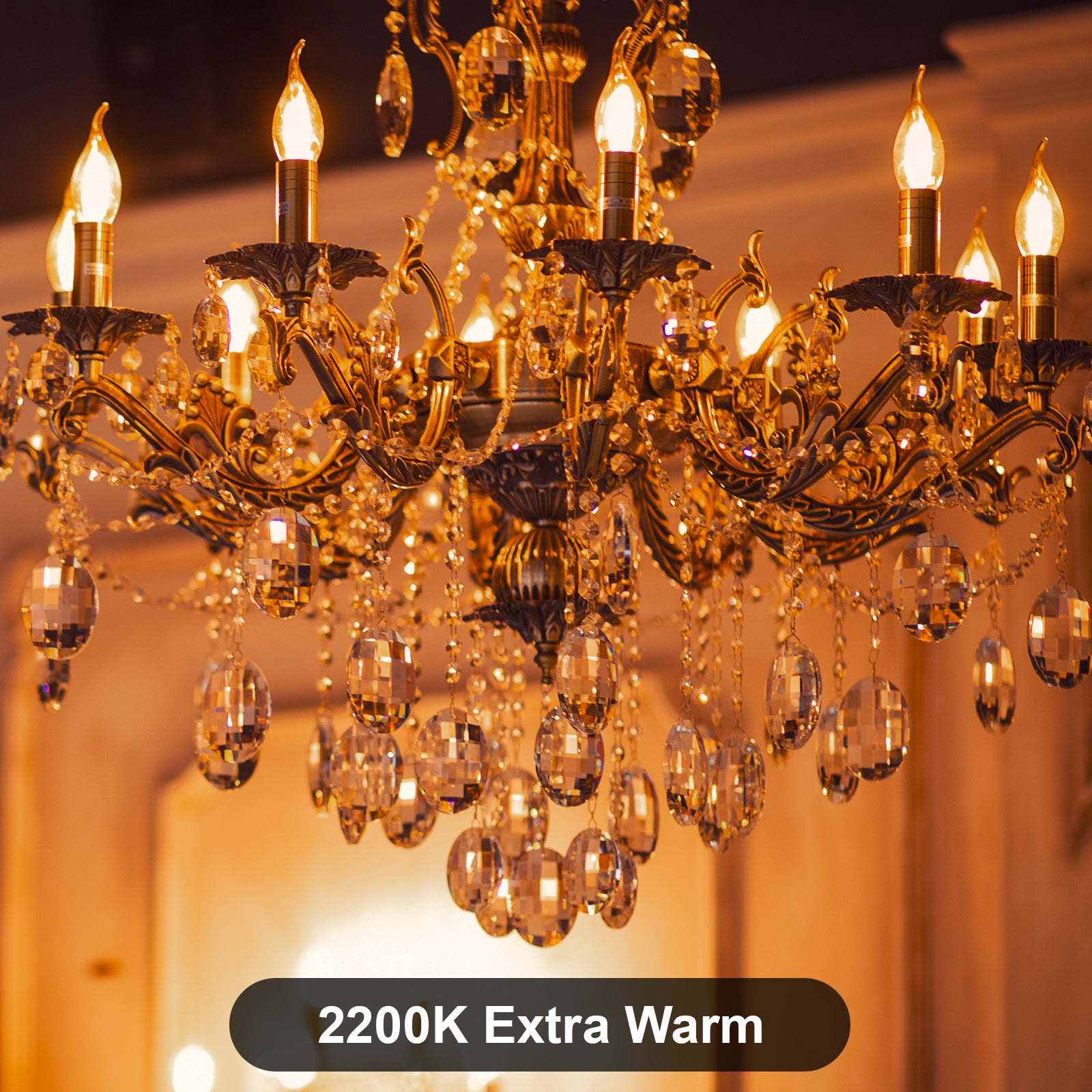 LED Filament Bent Tip Candle 4.5W=35W Extra Warm White (Amber) SES E14 Small Edison Screw Bulbs