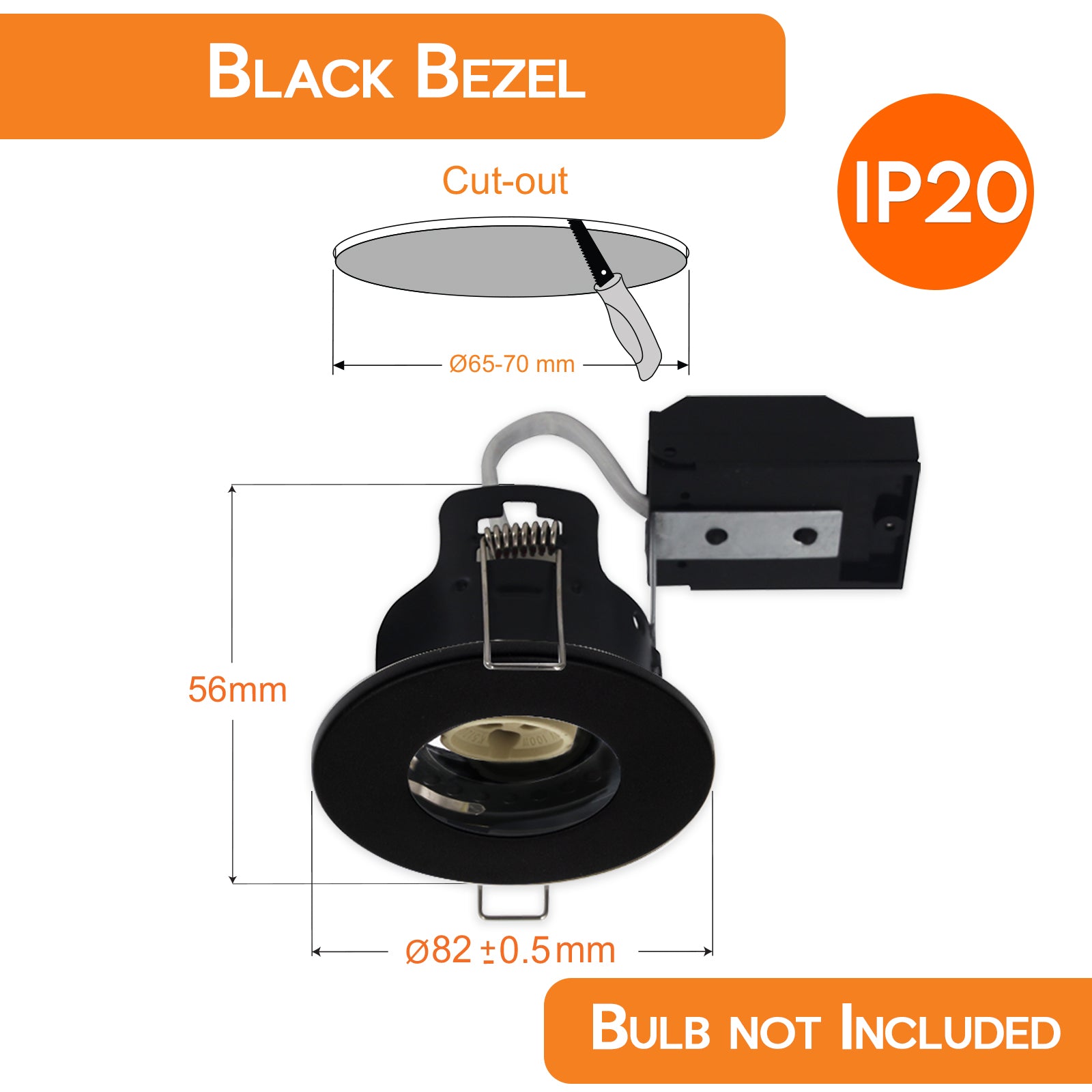 LED Fire Rated Downlights, Recessed Ceiling Lights IP20, Bezel Available In 5 Different Colours