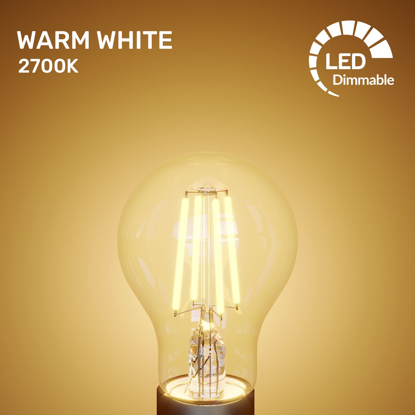 LED Dimmable Filament GLS 12W (100w), ES/E27, 1521 Lumens, Warm White(2700K), 240V