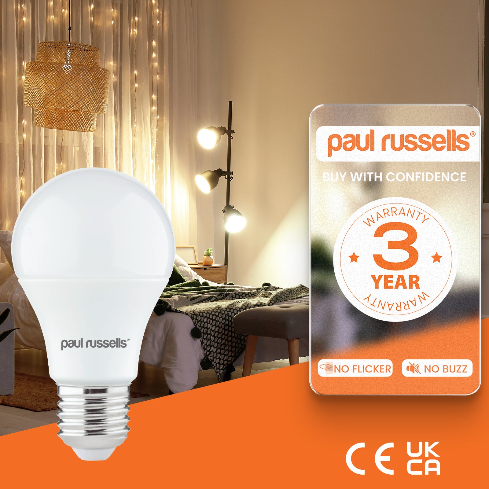 LED GLS 8W=60W Warm White Edison Screw ES E27 Light Bulbs