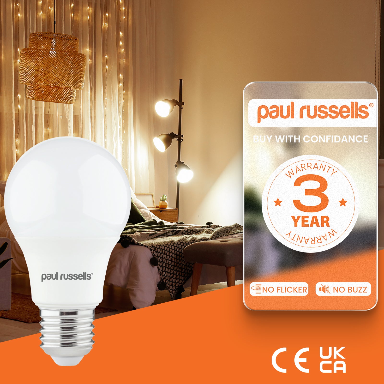 LED GLS 4.9W=40W Warm White Edison Screw ES E27 Light Bulbs