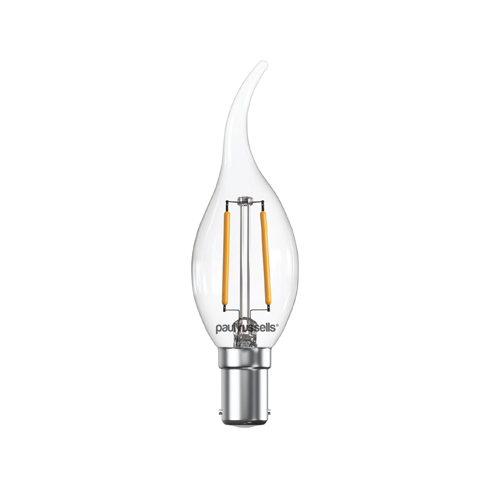 LED Filament Bent Tip Candle 2.5W=25W Warm White 2700K SBC B15 Small Bayonet Cap Bulbs