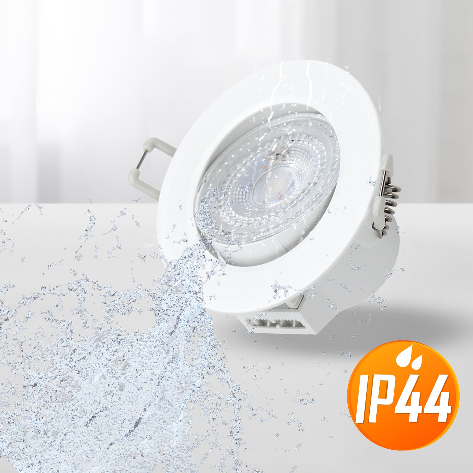 Paul Russells 4.8W LED Non Fire Rated Tiltable Downlight, Warm/Cool/Day White 3 Adjustable CCT, IP44, Bezel White