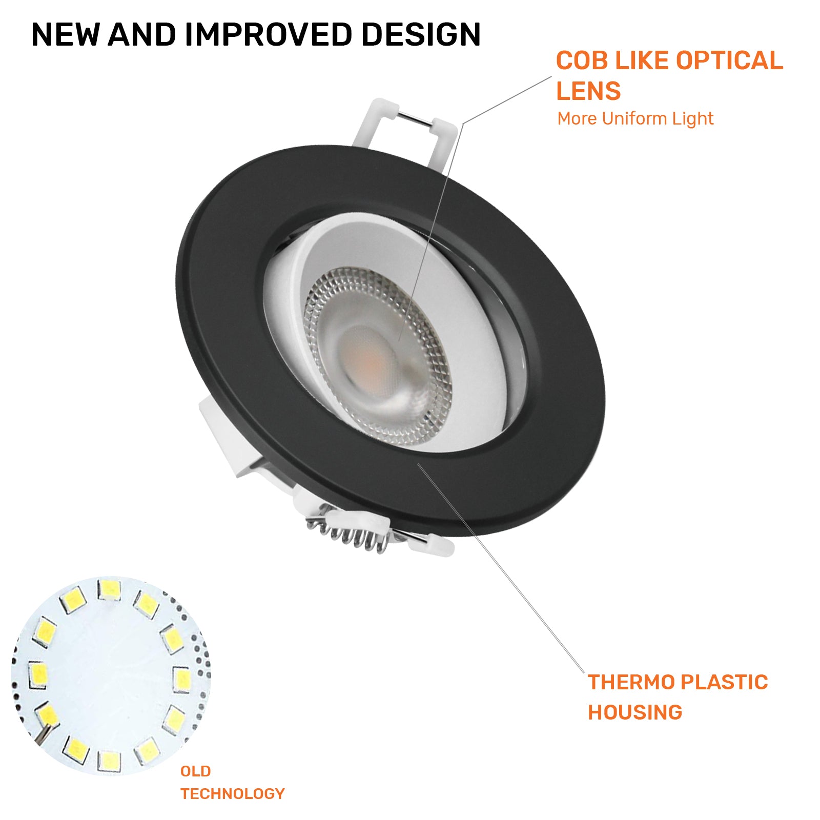 Paul Russells 4.8W LED Non Fire Rated Downlight Tiltable, Warm White 3000K, IP44, Bezel Black