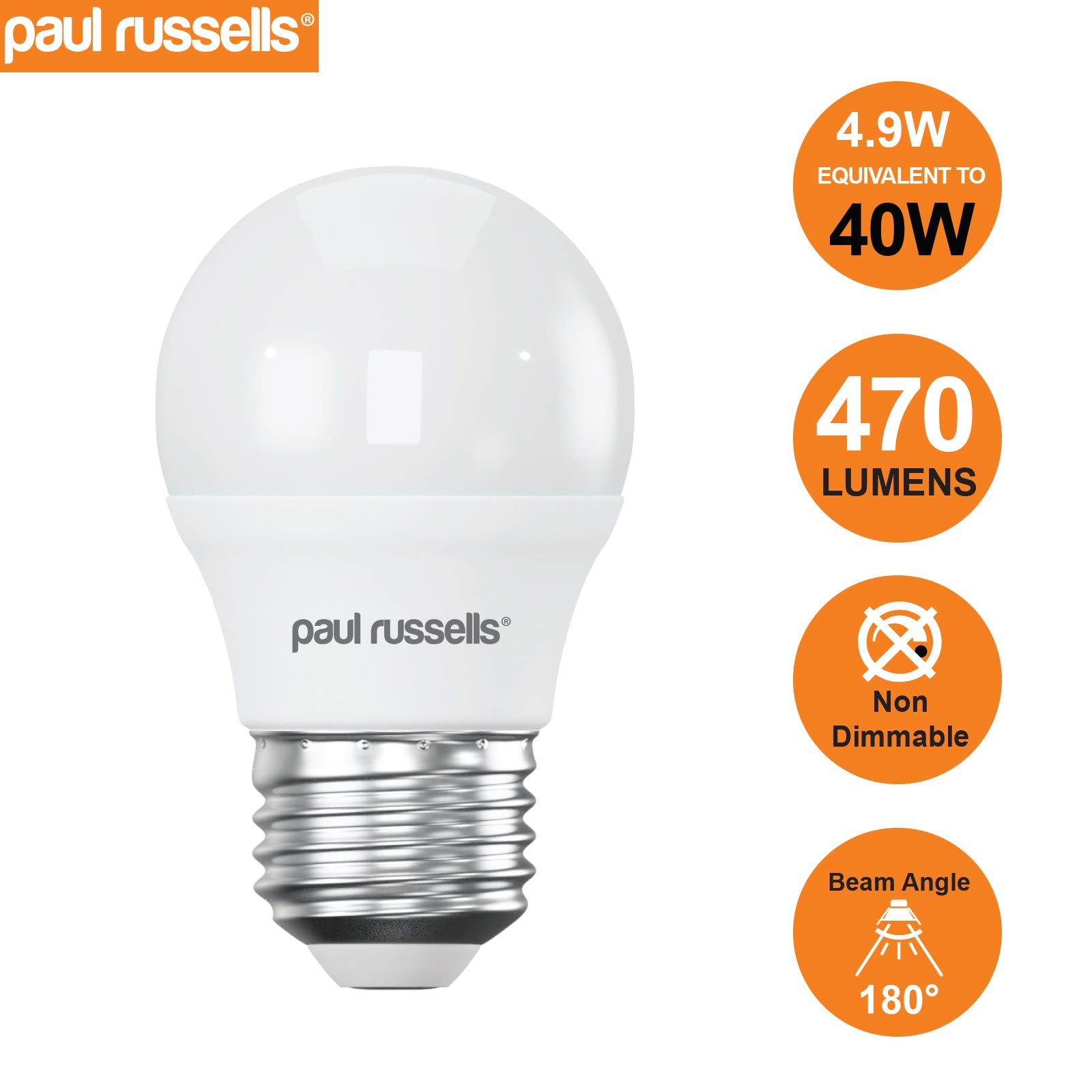 LED Golf Ball 4.9W=40W Day Light Edison Screw ES E27 Bulbs – paul russells
