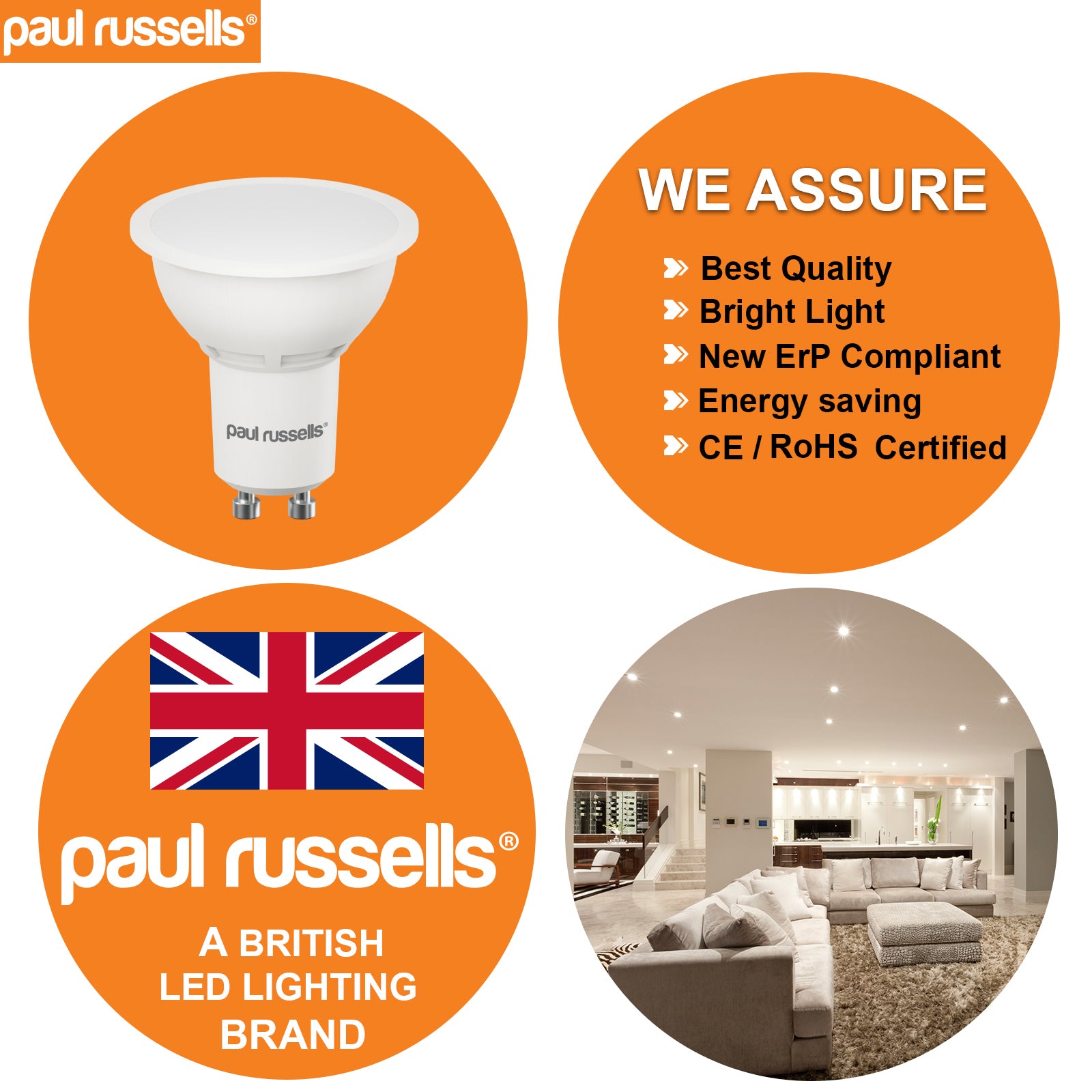 LED Frosted GU10 4W=40W Cool White 4000K Downlight [10 Bulbs]