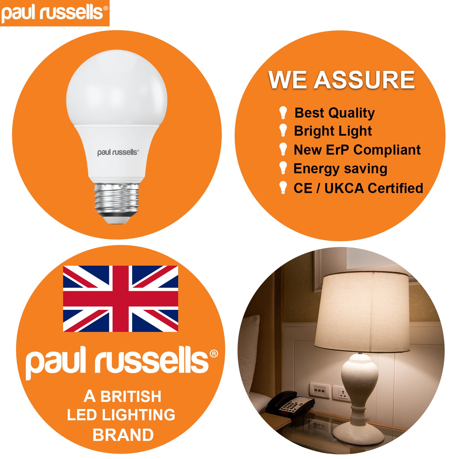 LED GLS 8W=50W Cool White Edison Screw ES E27 Light Bulbs