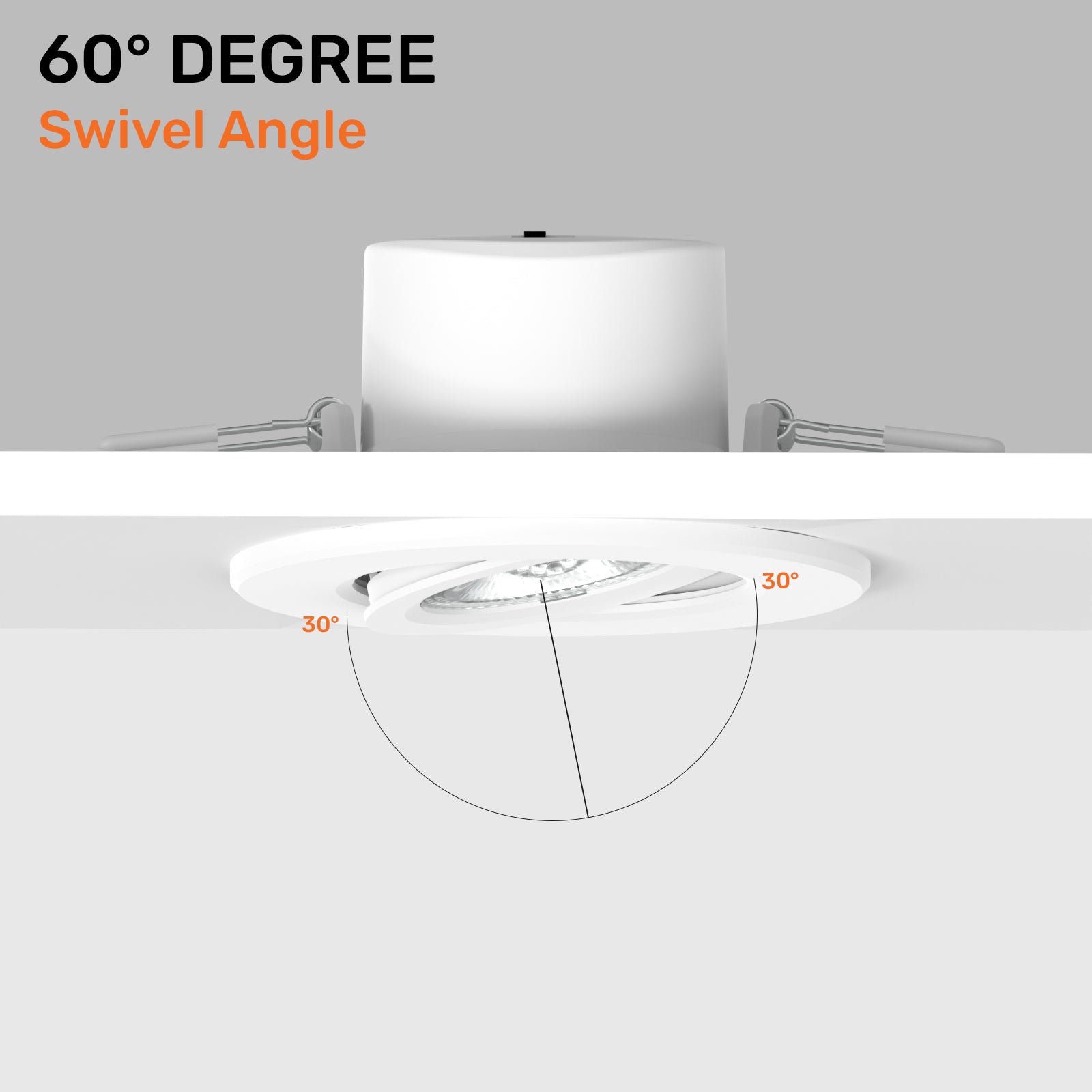 Paul Russells 6W LED Non Fire Rated Tiltable Downlight, Warm/Cool/Day White 3 Adjustable CCT, IP44, White Bezel