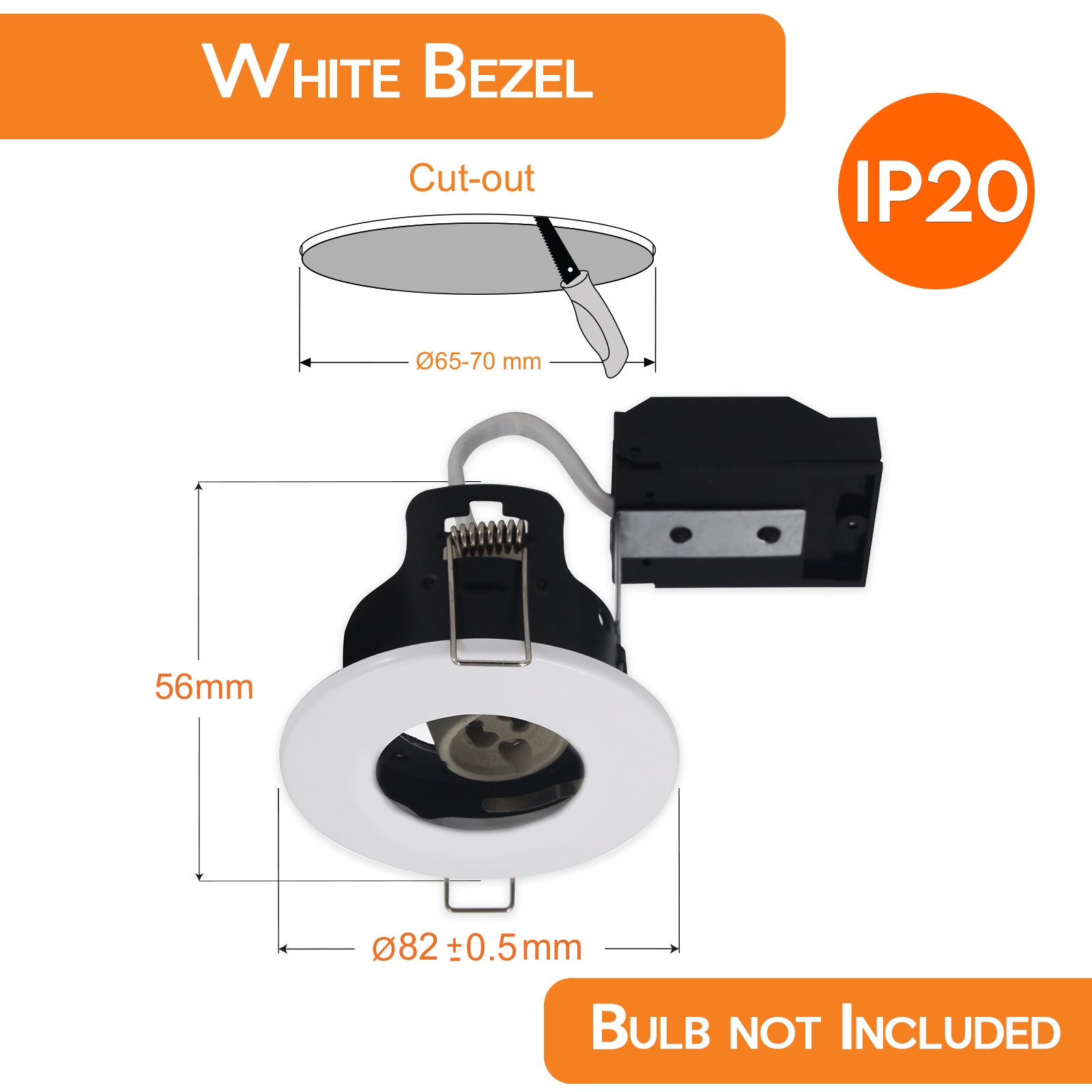 LED Fire Rated Downlights, Recessed Ceiling Lights IP20, Bezel Available In 5 Different Colours