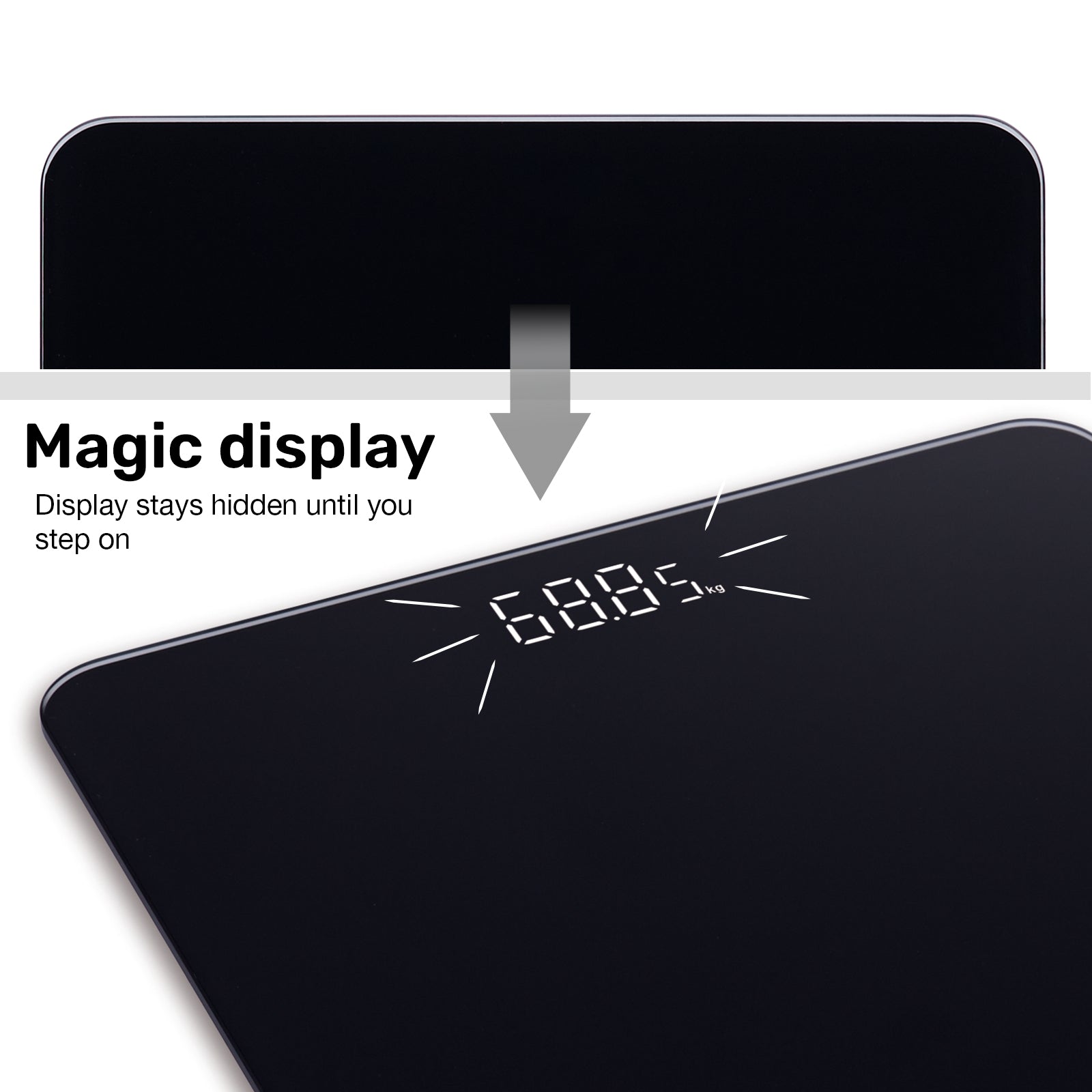 Digital Glass Electronic Scale 180KG Body Weight Weighing Scale with Magic LED Display Black