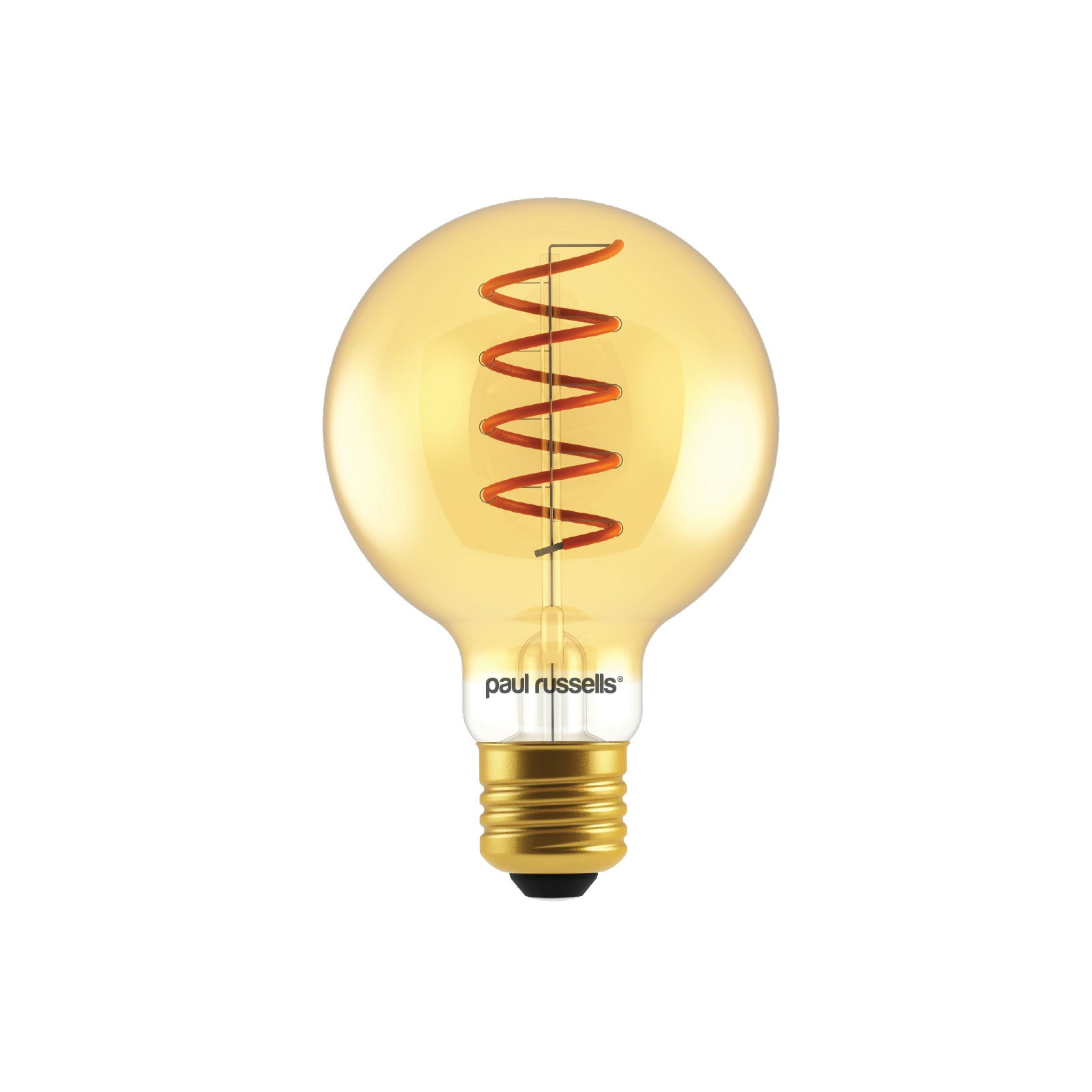 LED Filament Spiral G80 4W=25w (AMBER) E27 Extra Warm ES russells Edison paul – White